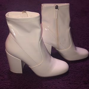 Steve Madden white patent leather booties!